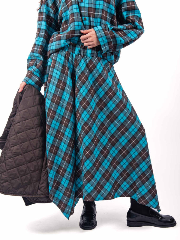 Gonna Midi Asimmetrica a Quadri Tartan da donna Miss love