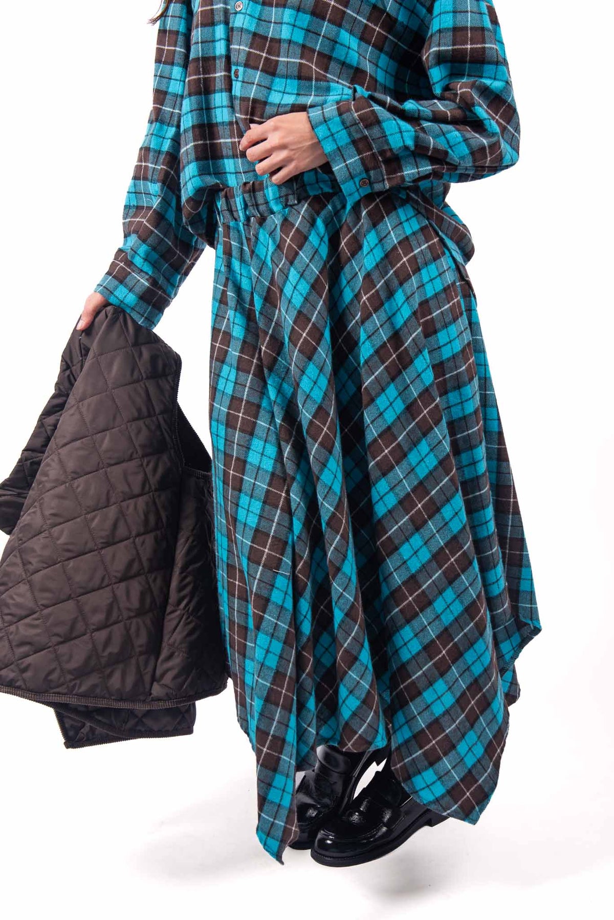 Gonna Midi Asimmetrica a Quadri Tartan donna Miss love - 2