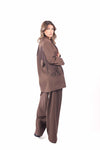 Blazer Sartoriale Marrone Gessato con Frange donna Miss love - 4
