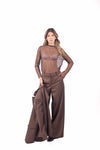 Maglia in Mesh Cioccolato con Strass donna Miss love - 3