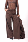 Pantaloni Sartoriali Marrone Gessato donna Miss love - 1