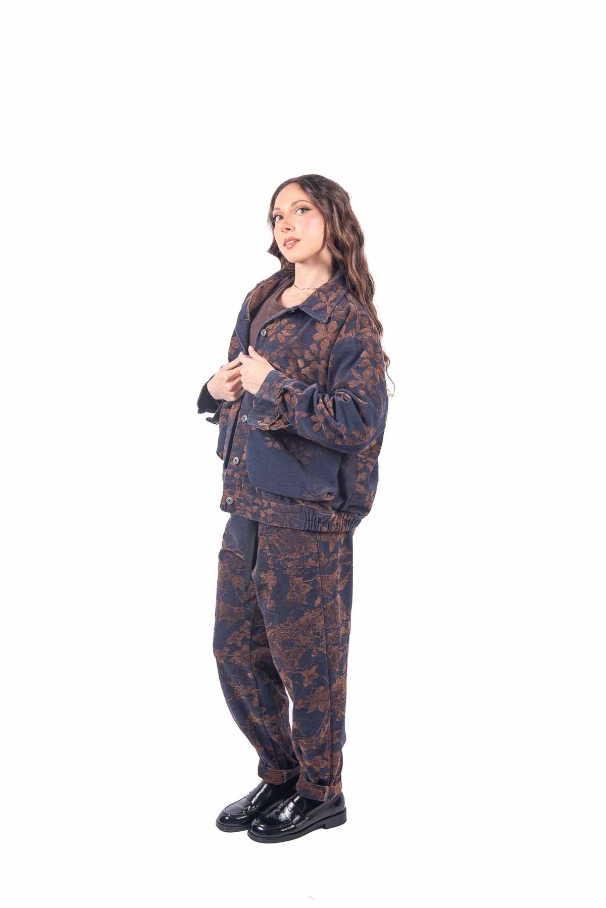 Giacca Utility in Denim Jacquard Floreale donna Miss love - 5