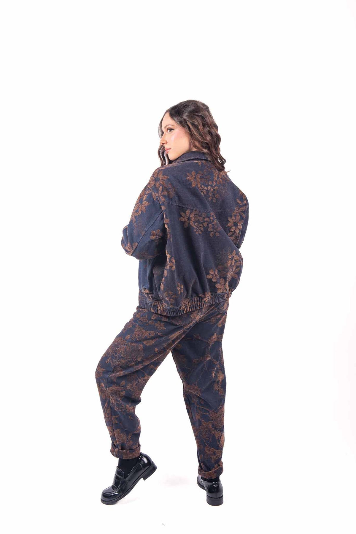 Giacca Utility in Denim Jacquard Floreale donna Miss love - 4