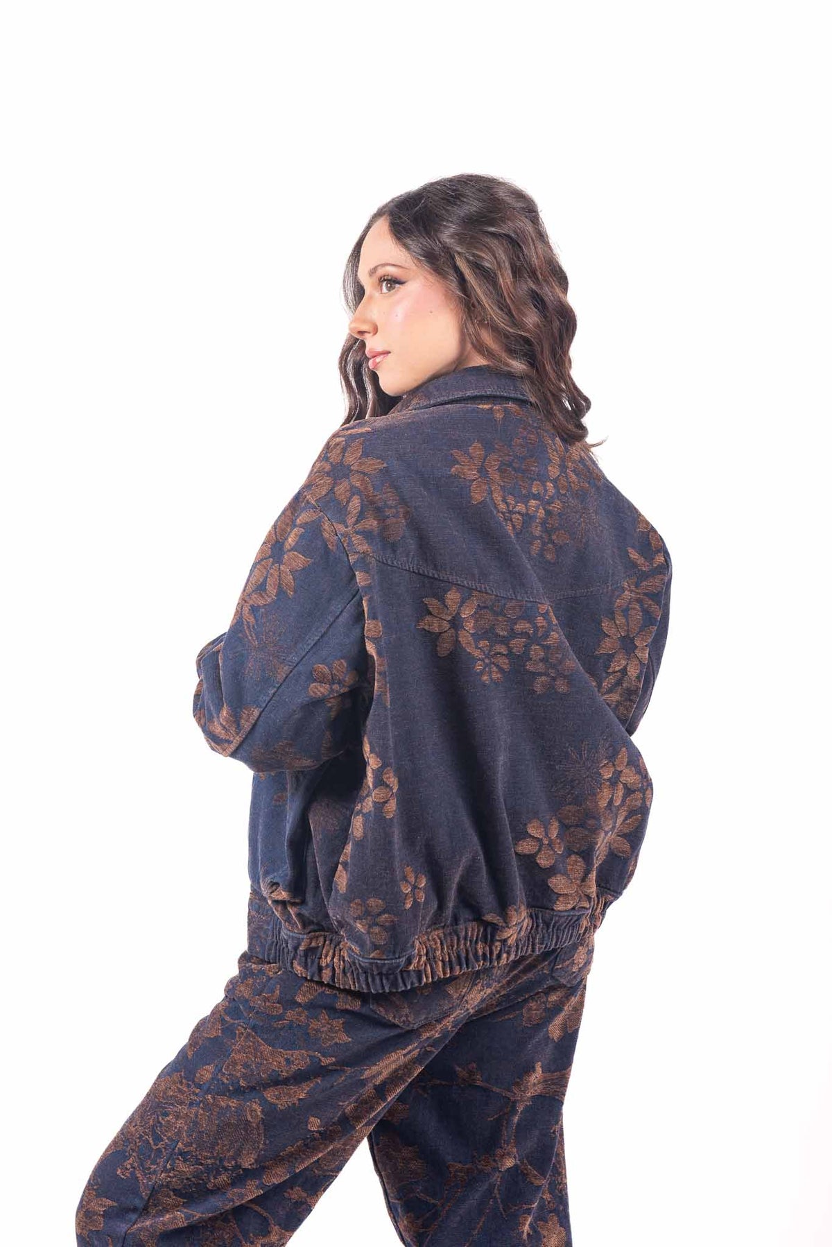Giacca Utility in Denim Jacquard Floreale donna Miss love - 6