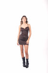 Abito Corto Bustier Cioccolato con Paillettes donna Miss love - 1