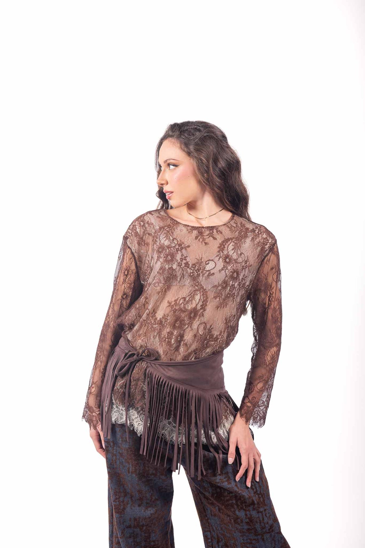 Blusa in Pizzo Floreale Doppio Strato donna Miss love - 3