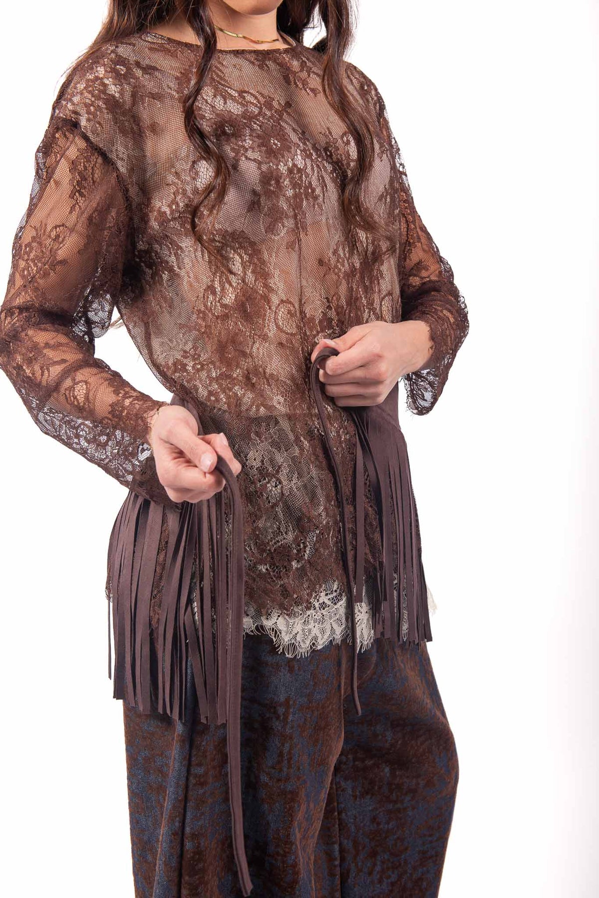 Blusa in Pizzo Floreale Doppio Strato donna Miss love - 2