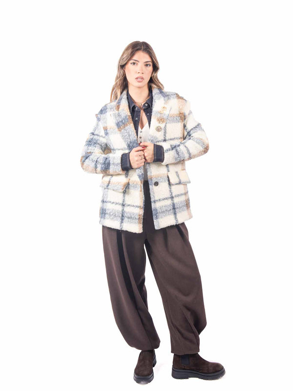 Blazer Bouclé Check Panna da donna Miss love