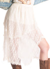Gonna Midi in Pizzo Semitrasparente donna Tensione in - 1