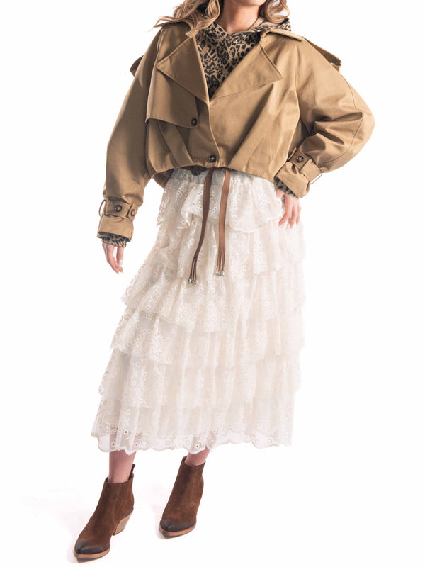 Gonna Midi In Pizzo a Balze da donna Tensione in