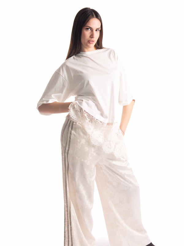 T-shirt Bianca Con Applicazione in Pizzo da donna Tensione in