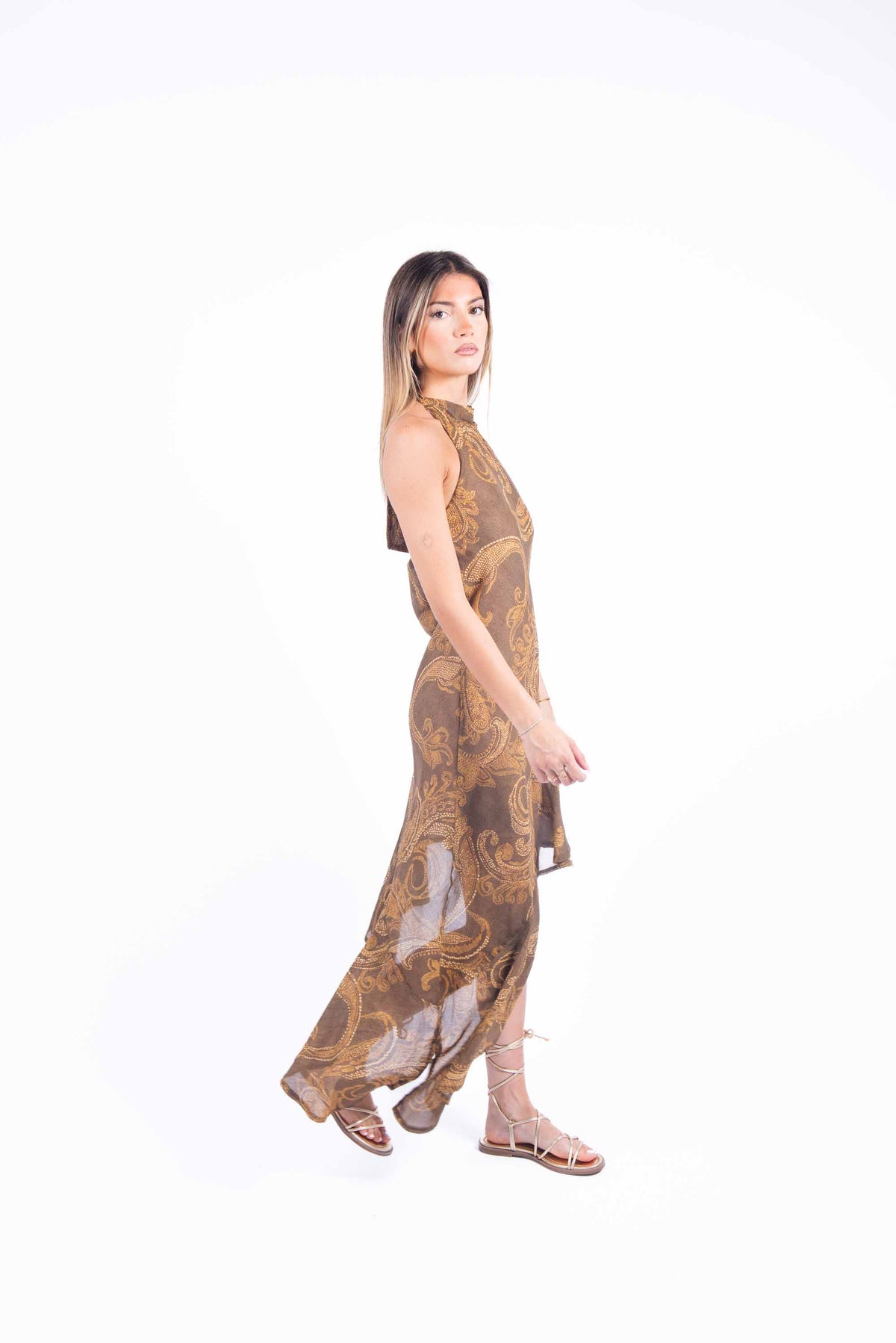 Abito Halter Asimmetrico Stampa Paisley donna Maryley - 3
