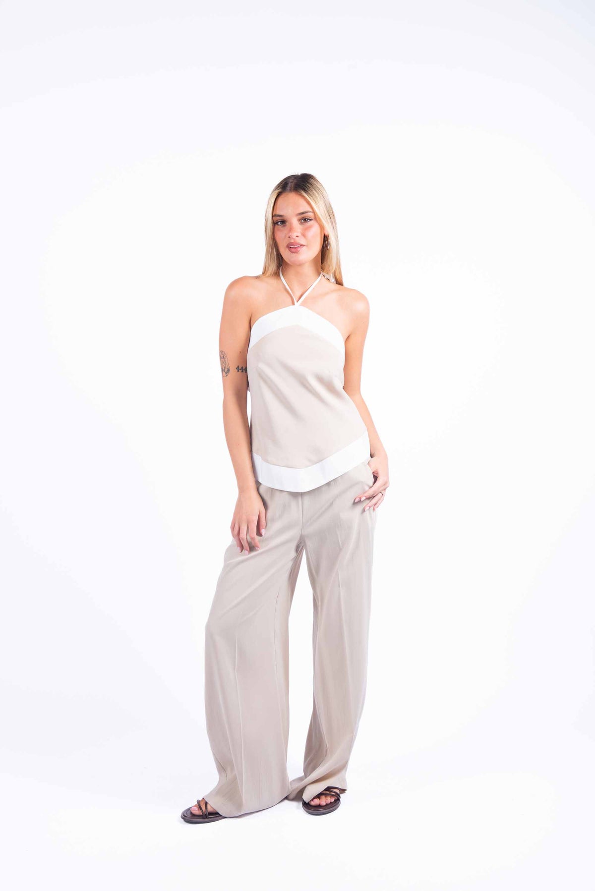 Top Halter Bicolor in cupro donna Maryley - 4
