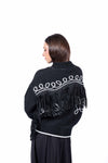 Bomber Tricot Nero con Frange donna Tensione in - 5