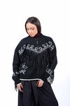 Bomber Tricot Nero con Frange donna Tensione in - 1