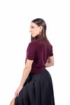 Maglia Mezza Manica in Filato Bordeaux a Collo Alto donna Tensione in - 4