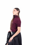 Maglia Mezza Manica in Filato Bordeaux a Collo Alto donna Tensione in - 2