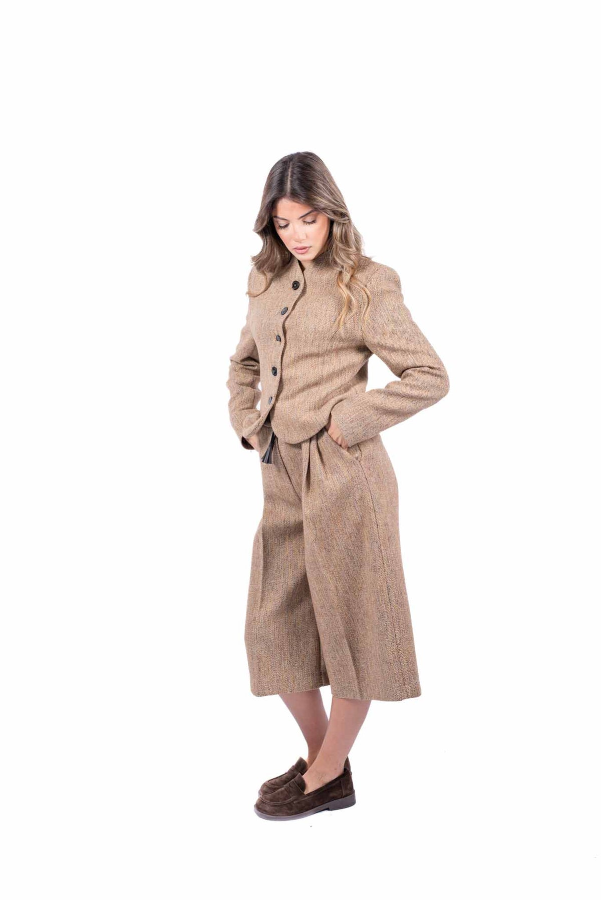 Giacca Strutturata in Tweed Cammello donna Maryley - 5