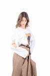 Maglia Bianca Maniche Lunghe con Stampa Fotografica donna Maryley - 1