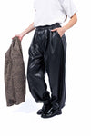 Pantaloni in Ecopelle Nera con Vita Elasticizzata donna Maryley - 2