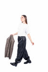 Pantaloni in Ecopelle Nera con Vita Elasticizzata donna Maryley - 4