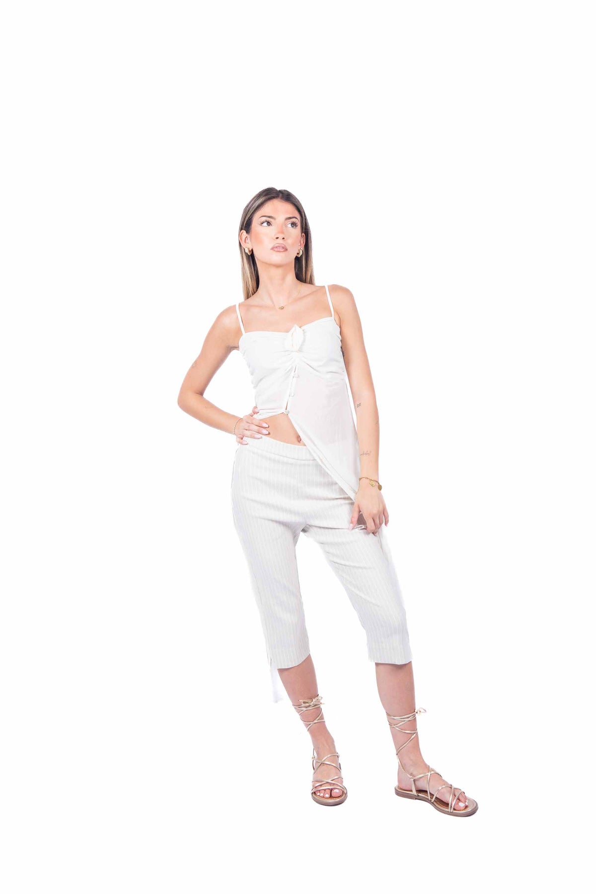 Pantaloni Capri a Righe donna Maryley - 3