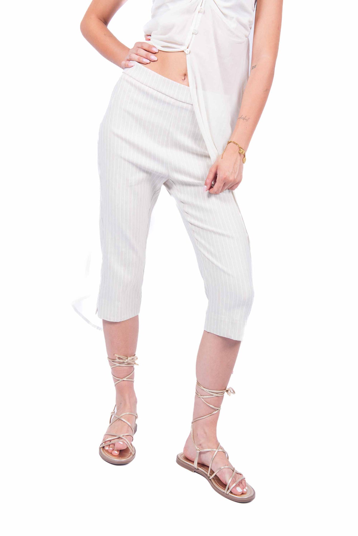 Pantaloni Capri a Righe donna Maryley - 1