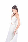 Abito Lungo con Dettaglio Arricciato Panna donna Maryley - 3