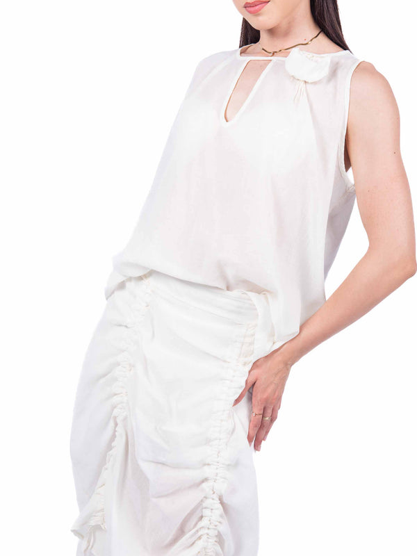 Top con Applicazione Floreale Panna da donna Maryley