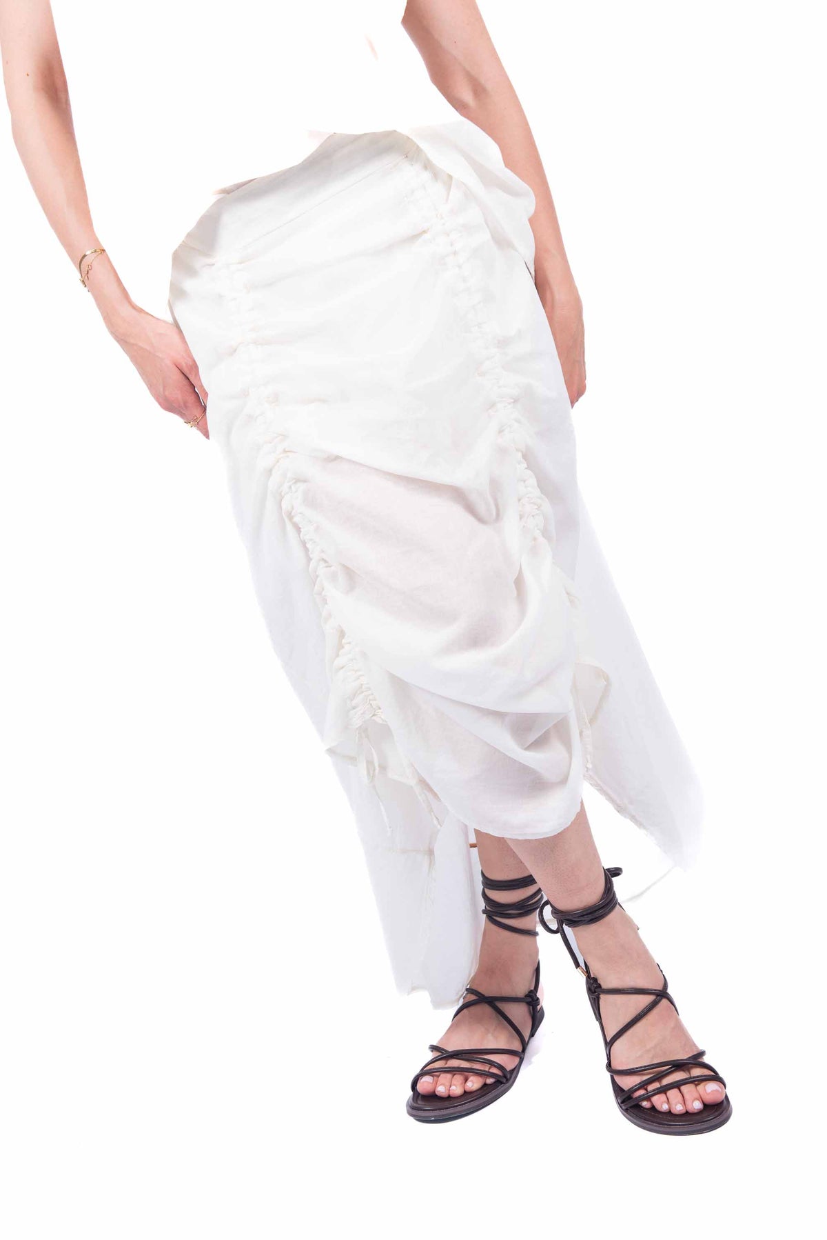 Gonna Midi con Arricciature Panna donna Maryley - 1