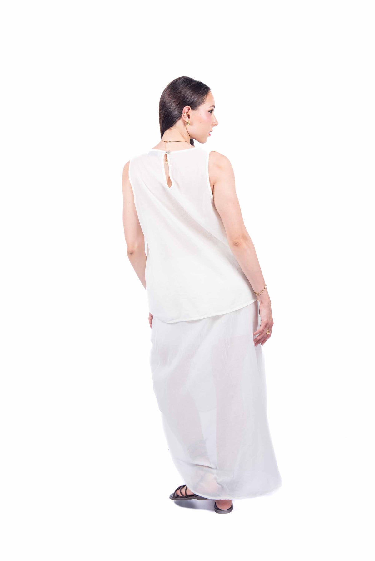 Top con Applicazione Floreale Panna donna Maryley - 5