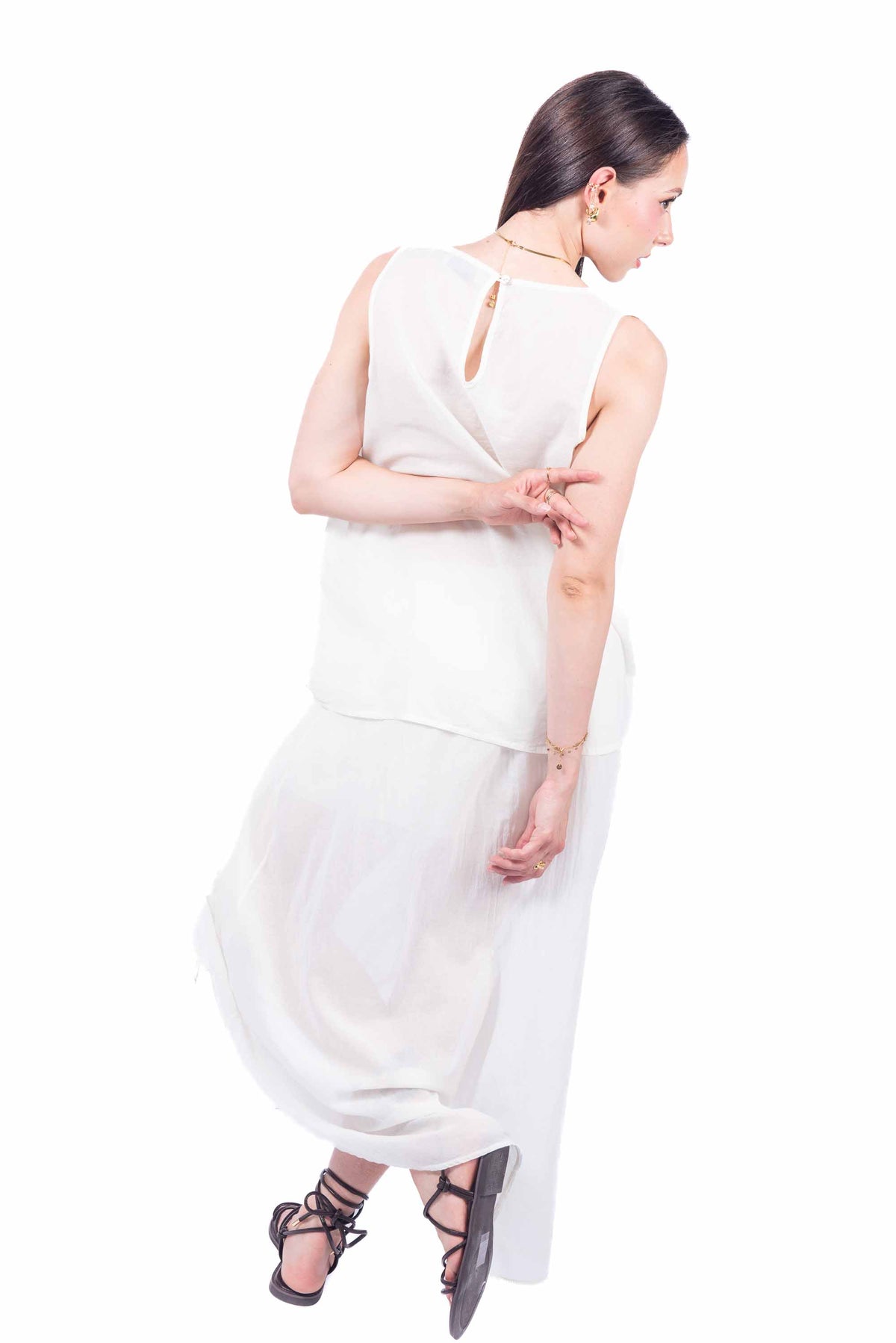 Gonna Midi con Arricciature Panna donna Maryley - 3