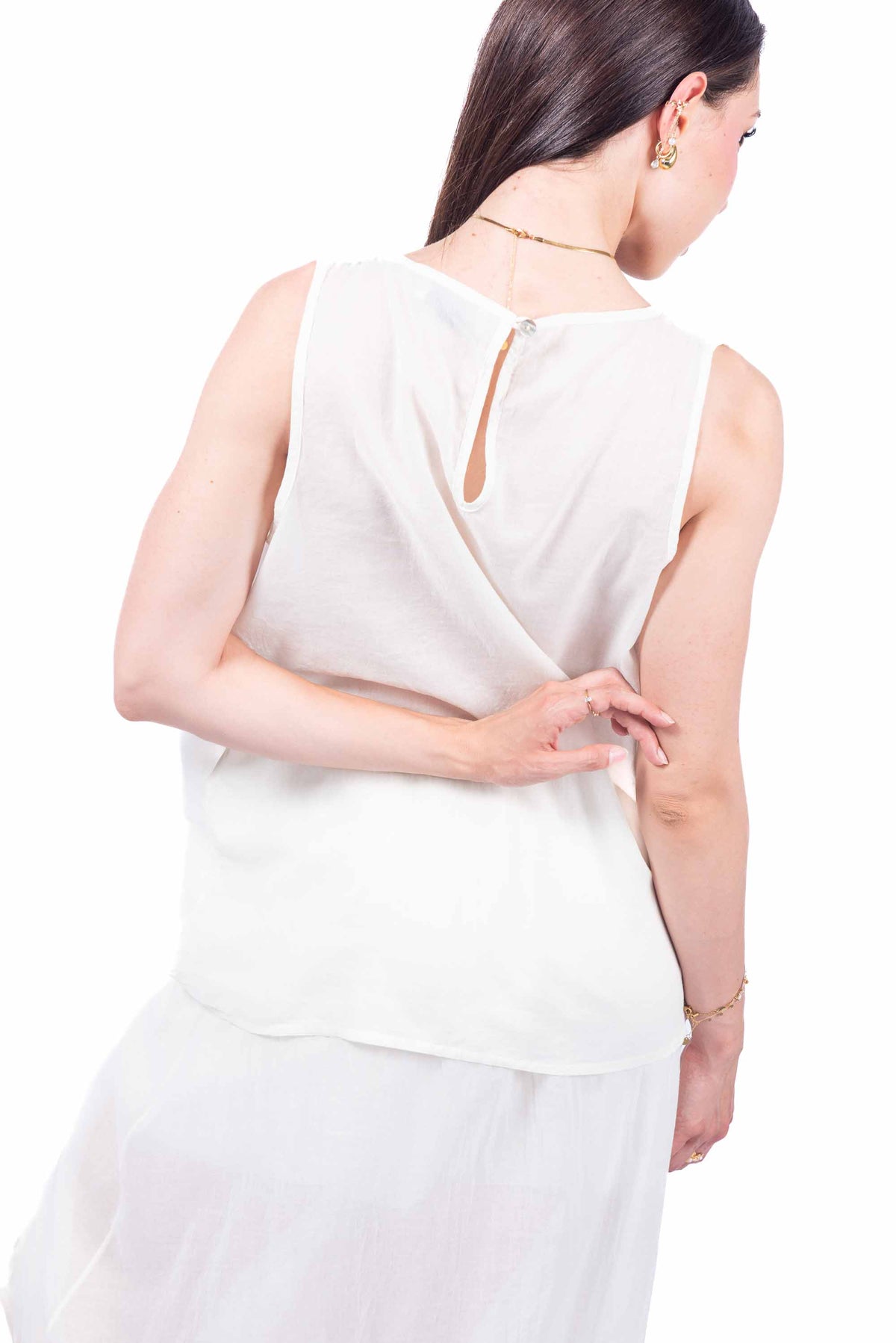 Top con Applicazione Floreale Panna donna Maryley - 4