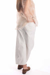 Pantaloni Wide Leg Denim Bianco con Cintura donna Tensione in - 3