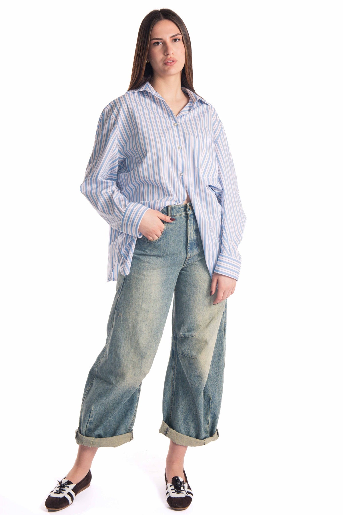 Jeans Wide Leg Effetto Vissuto donna Tensione in - 2