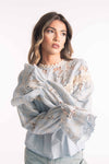 Blusa con Pizzo e Ricami Celeste donna Tensione in - 2