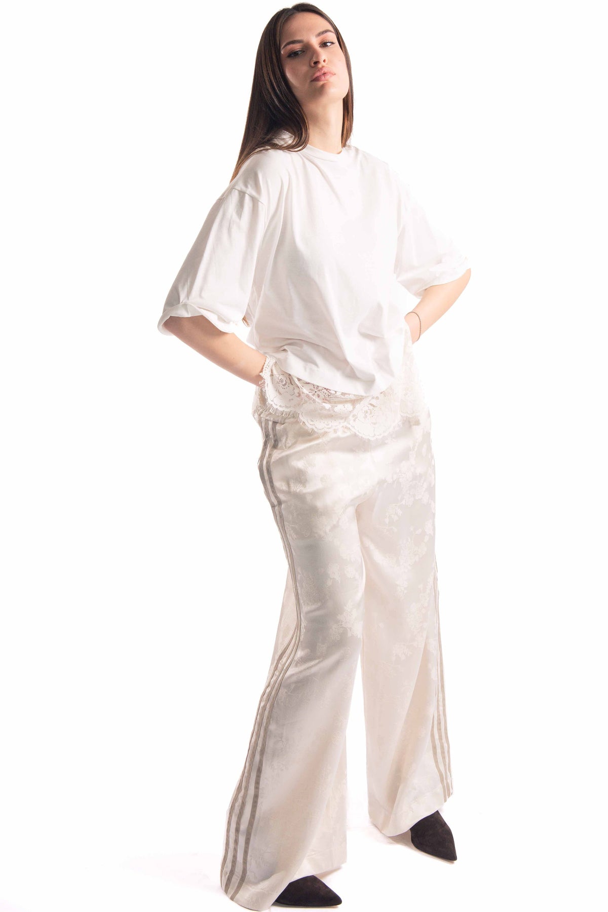 T-shirt Bianca Con Applicazione in Pizzo donna Tensione in - 2