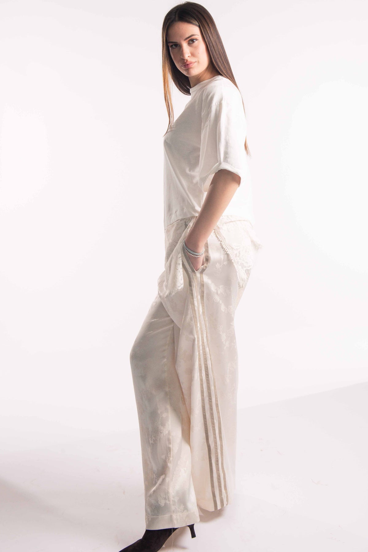 T-shirt Bianca Con Applicazione in Pizzo donna Tensione in - 4