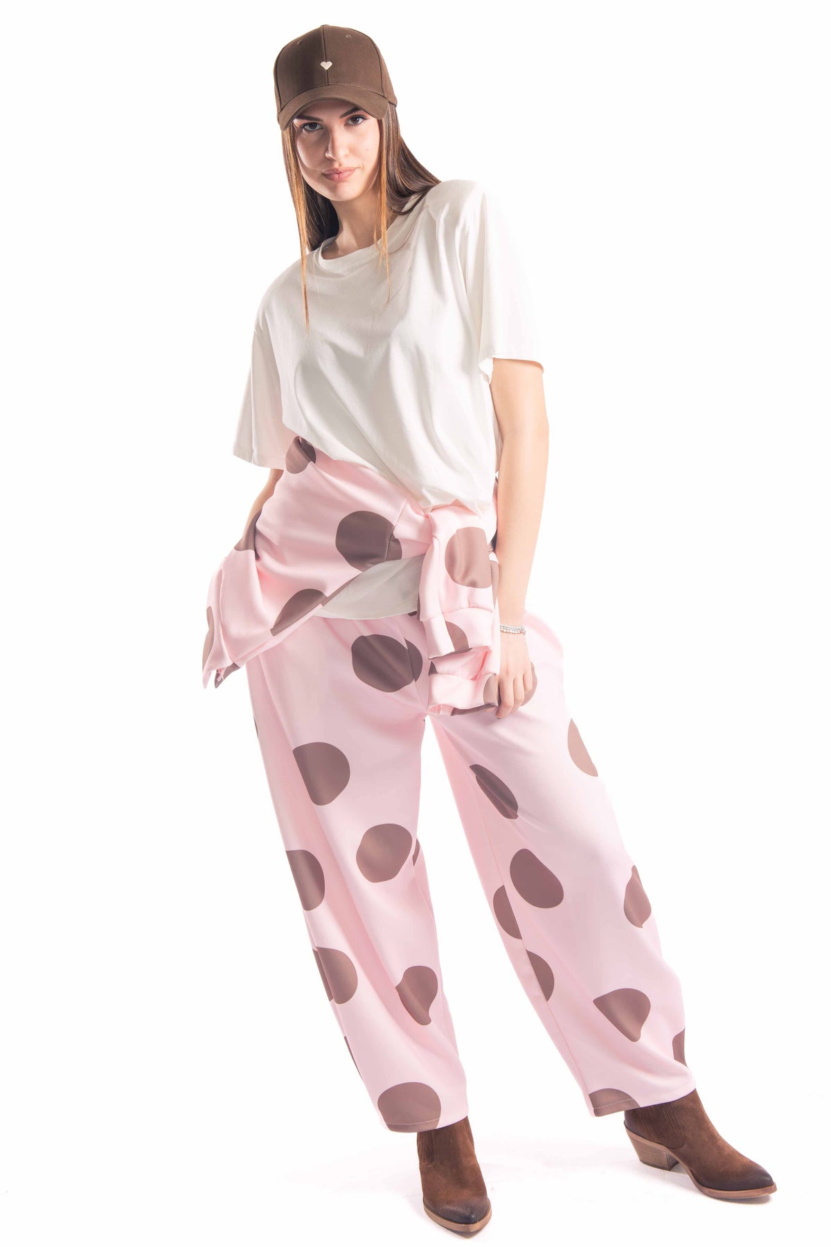 Pantaloni Jogger Wide Leg Pois Rosa donna Miss love - 3