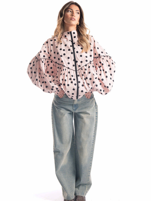 Bomber Oversize a Pois Rosa da donna Tensione in