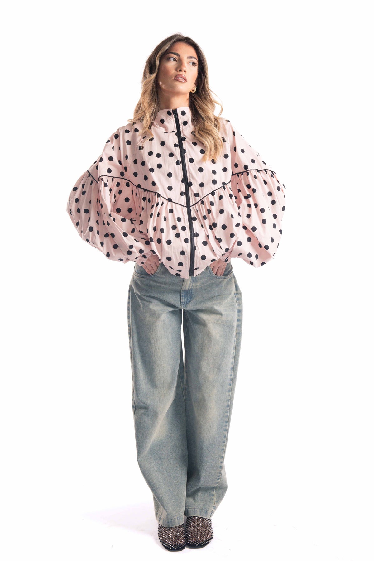 Bomber Oversize a Pois Rosa donna Tensione in - 1