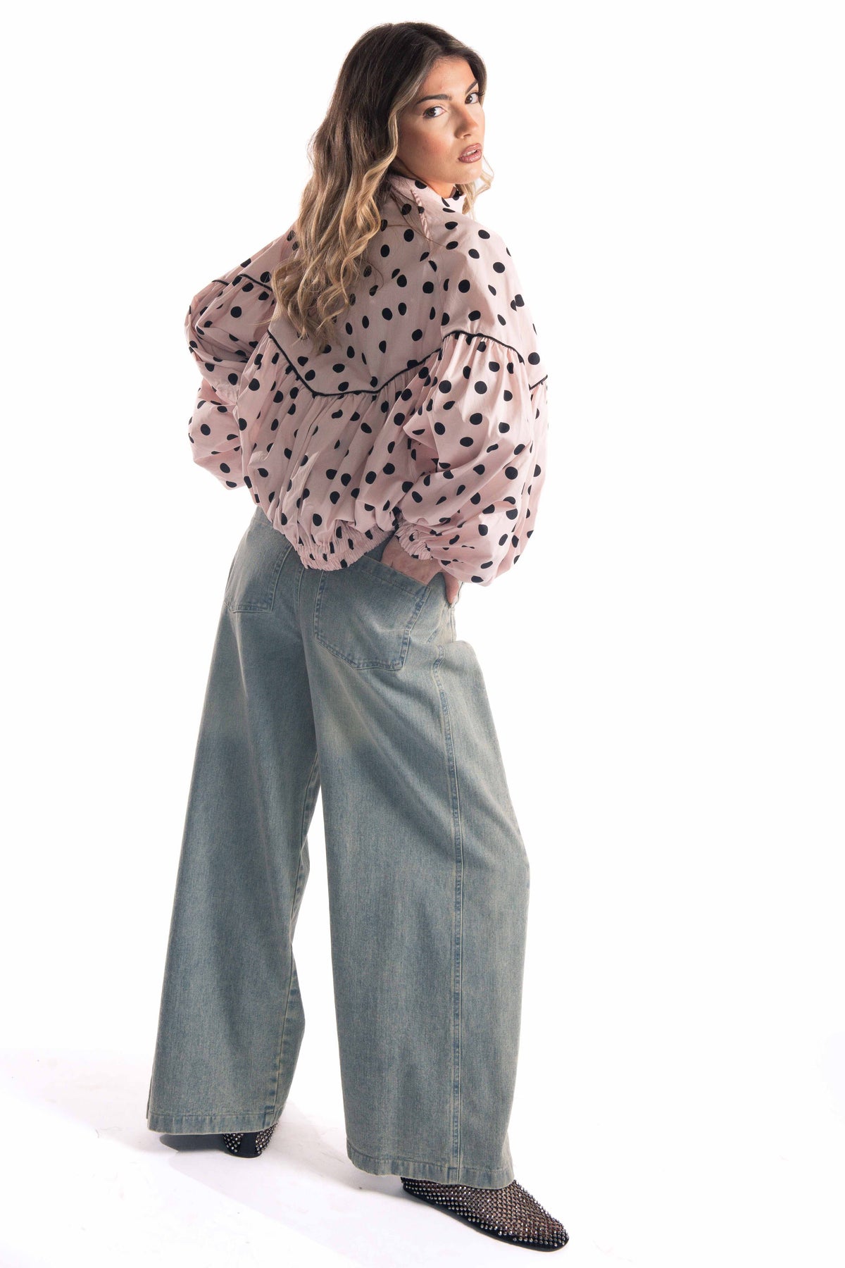 Bomber Oversize a Pois Rosa donna Tensione in - 2
