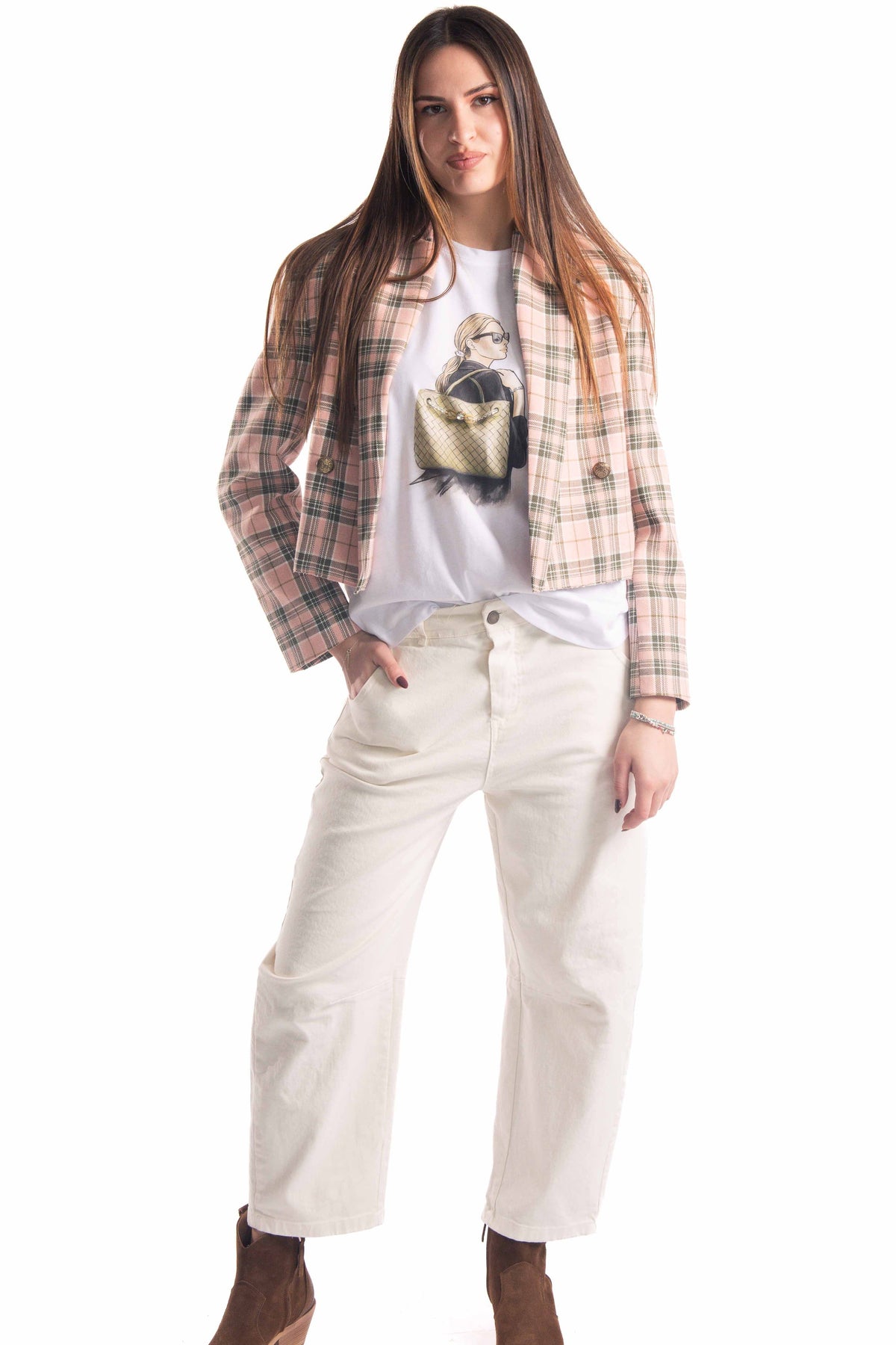 Blazer Cropped Quadri donna Tensione in - 2