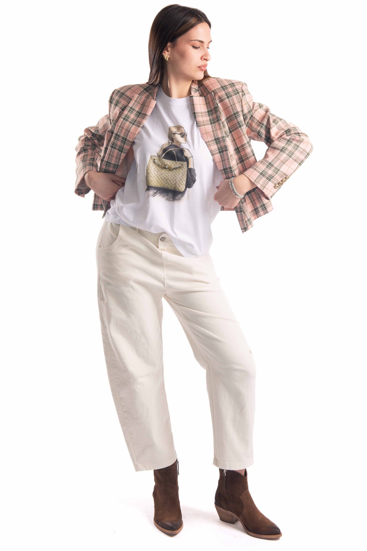 Blazer Cropped Quadri donna Tensione in - 3