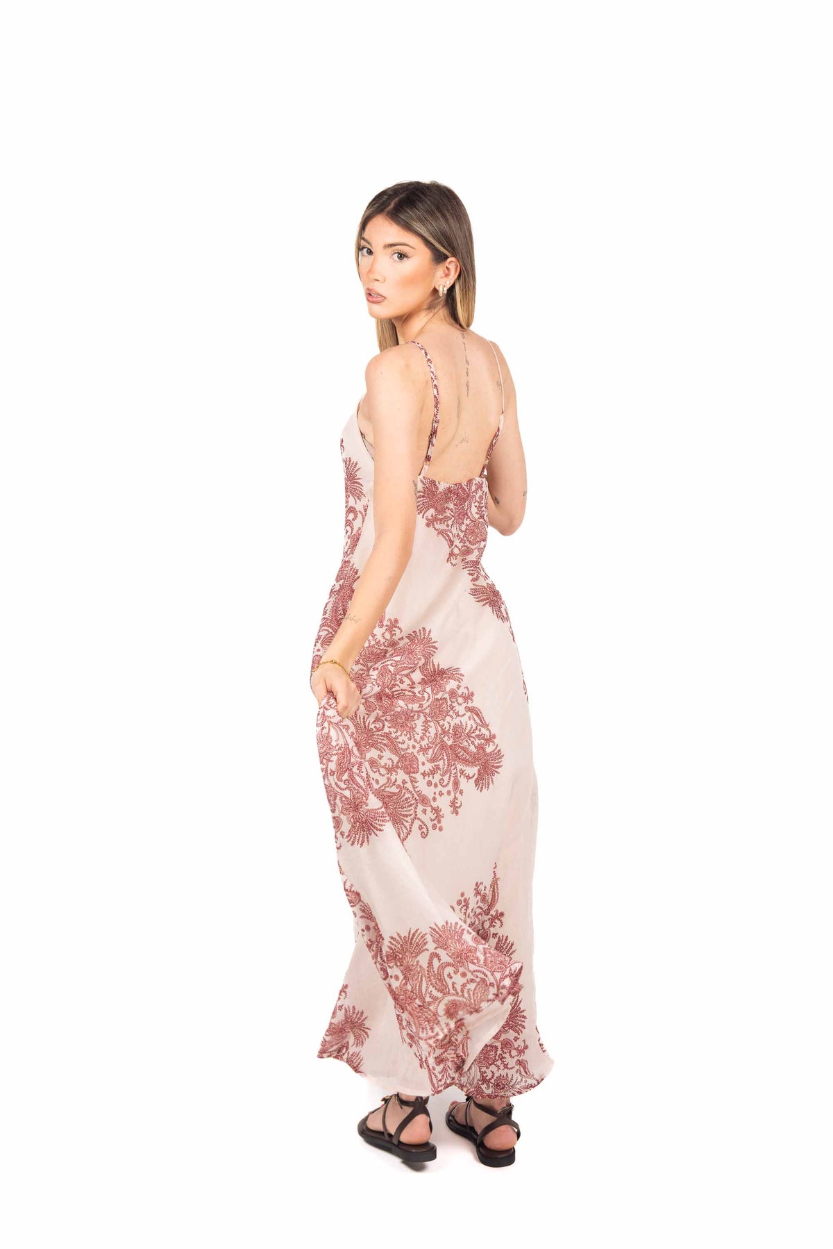 Abito Lungo con Stampa Ornamentale donna Tensione in - 5