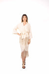 Kimono con Frange e Cintura Burro donna Tensione in - 2