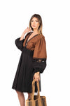 Abito con Ricami Bicolor Tabacco/Nero donna Tensione in - 7