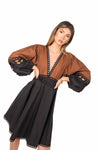 Abito con Ricami Bicolor Tabacco/Nero donna Tensione in - 1