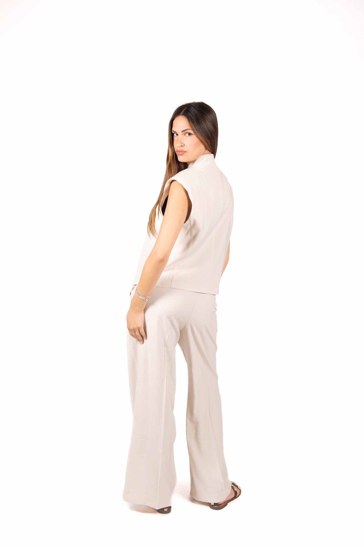 Gilet Asimmetrico Avorio donna Tensione in - 4
