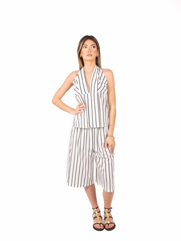Top Halter a Righe Bianco/Nero da donna Tensione in